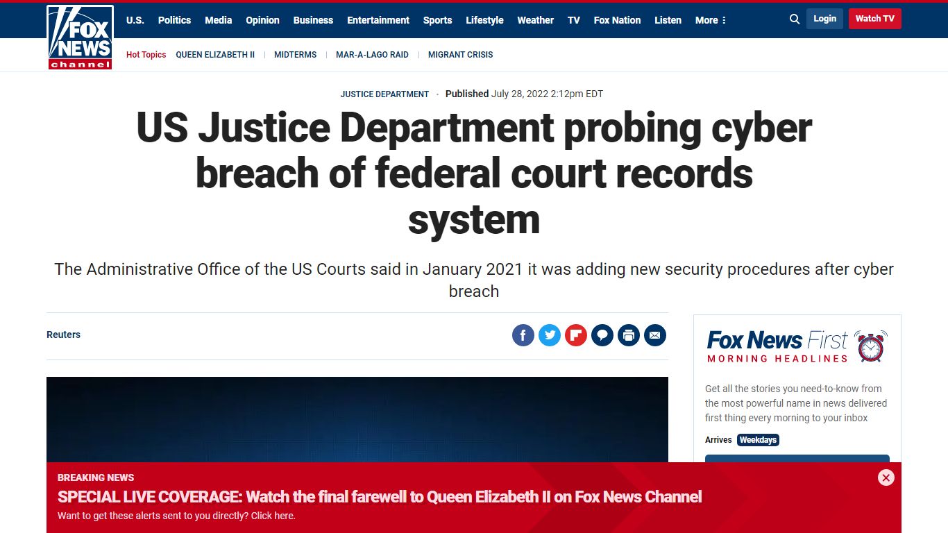 US Justice Department probing cyber breach of federal court records ...