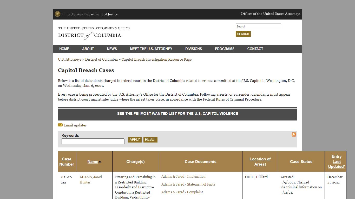 Capitol Breach Cases | USAO-DC | Department of Justice